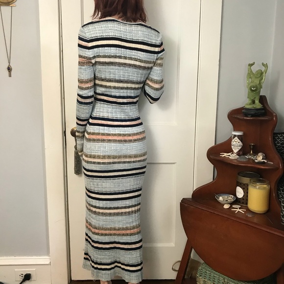Free People Blue Striped Knit Bodycon Maxi Dress - Picture 6 of 11